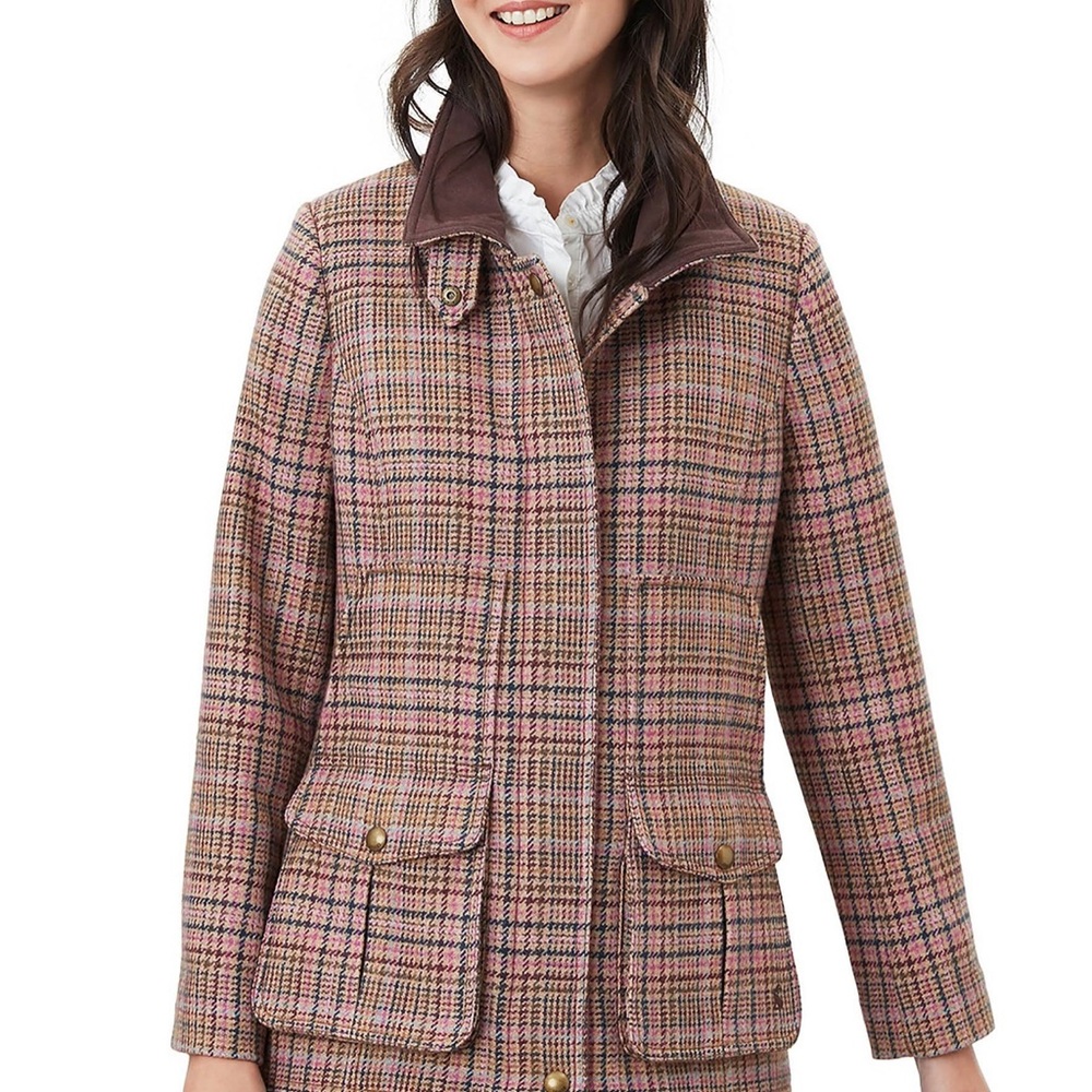 NWT Joules Tweed Classic Pink Tweed Fieldcoat 💖